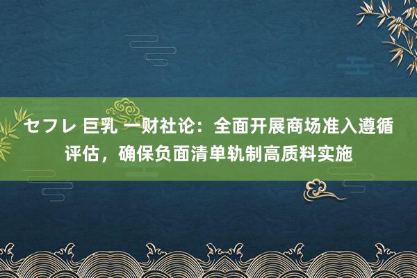 セフレ 巨乳 一财社论：全面开展商场准入遵循评估，确保负面清单轨制高质料实施