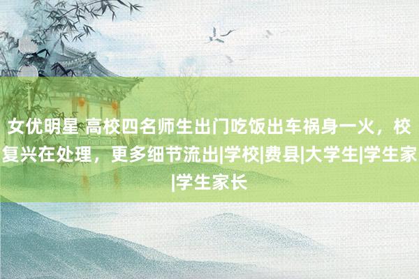 女优明星 高校四名师生出门吃饭出车祸身一火，校方复兴在处理，更多细节流出|学校|费县|大学生|学生家长