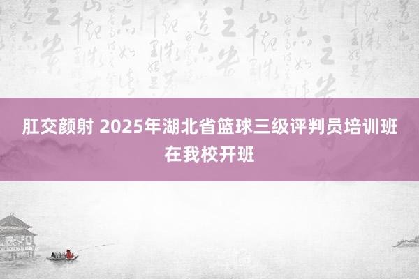 肛交颜射 2025年湖北省篮球三级评判员培训班在我校开班