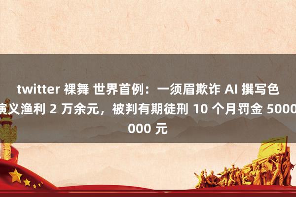 twitter 裸舞 世界首例：一须眉欺诈 AI 撰写色情演义渔利 2 万余元，被判有期徒刑 10 个月罚金 5000 元