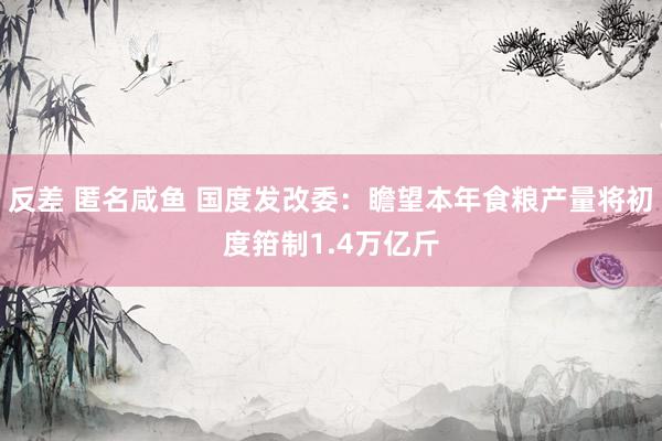 反差 匿名咸鱼 国度发改委：瞻望本年食粮产量将初度箝制1.4万亿斤